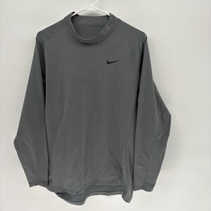 Nike Dri-Fit Gray Zig Zag Pattern Long Sleeve Mockneck Active Performance Men XL